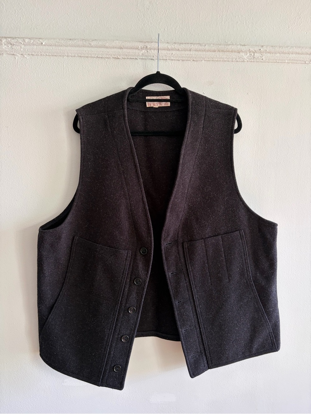 Filson Wool Vest Black Charcoal XL Vintage